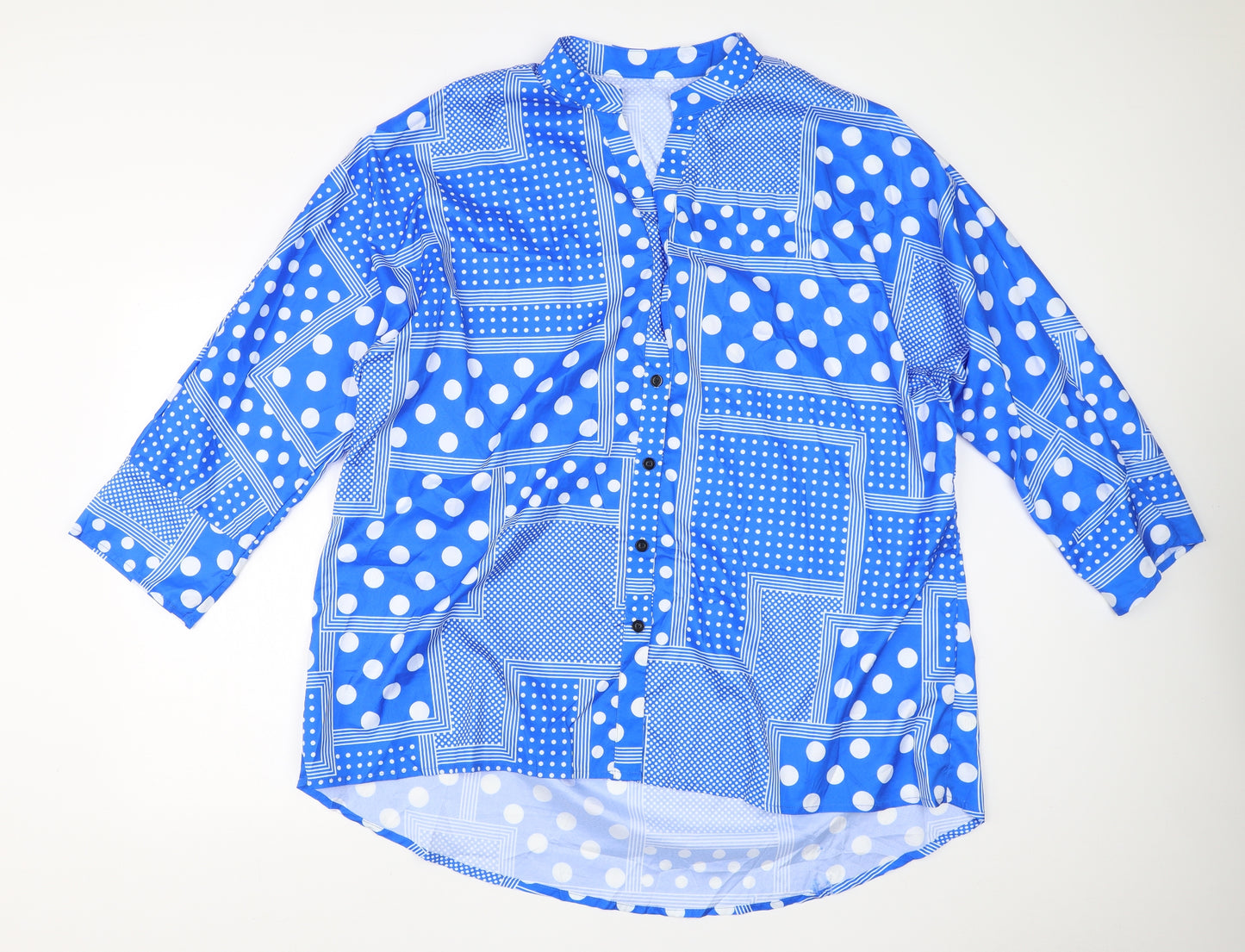 Shein Curve Womens Blue  Polyester Basic Blouse Size 3XL Henley