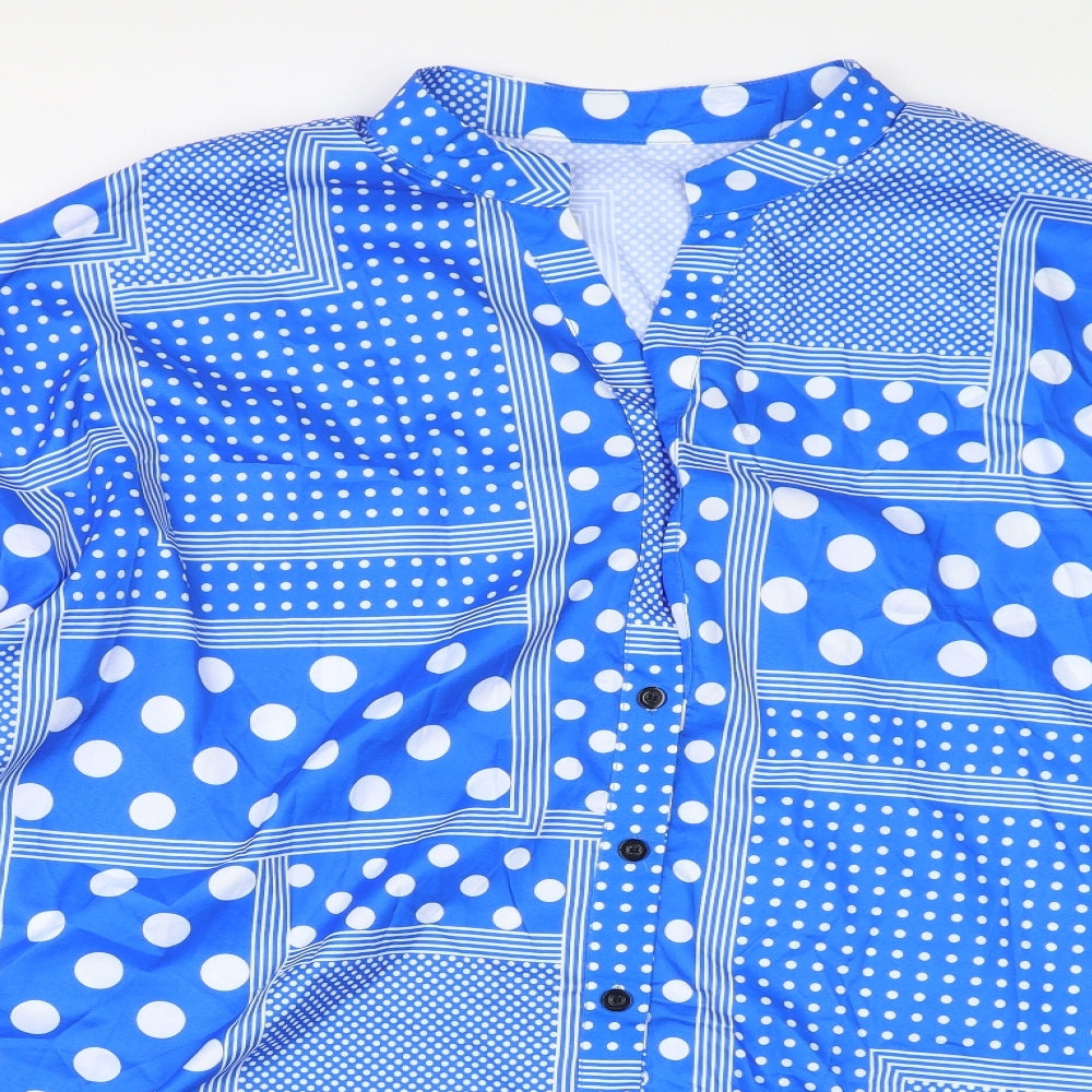 Shein Curve Womens Blue  Polyester Basic Blouse Size 3XL Henley