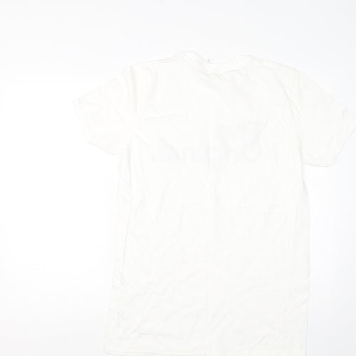 Preworn Mens White  Cotton  T-Shirt Size M Round Neck