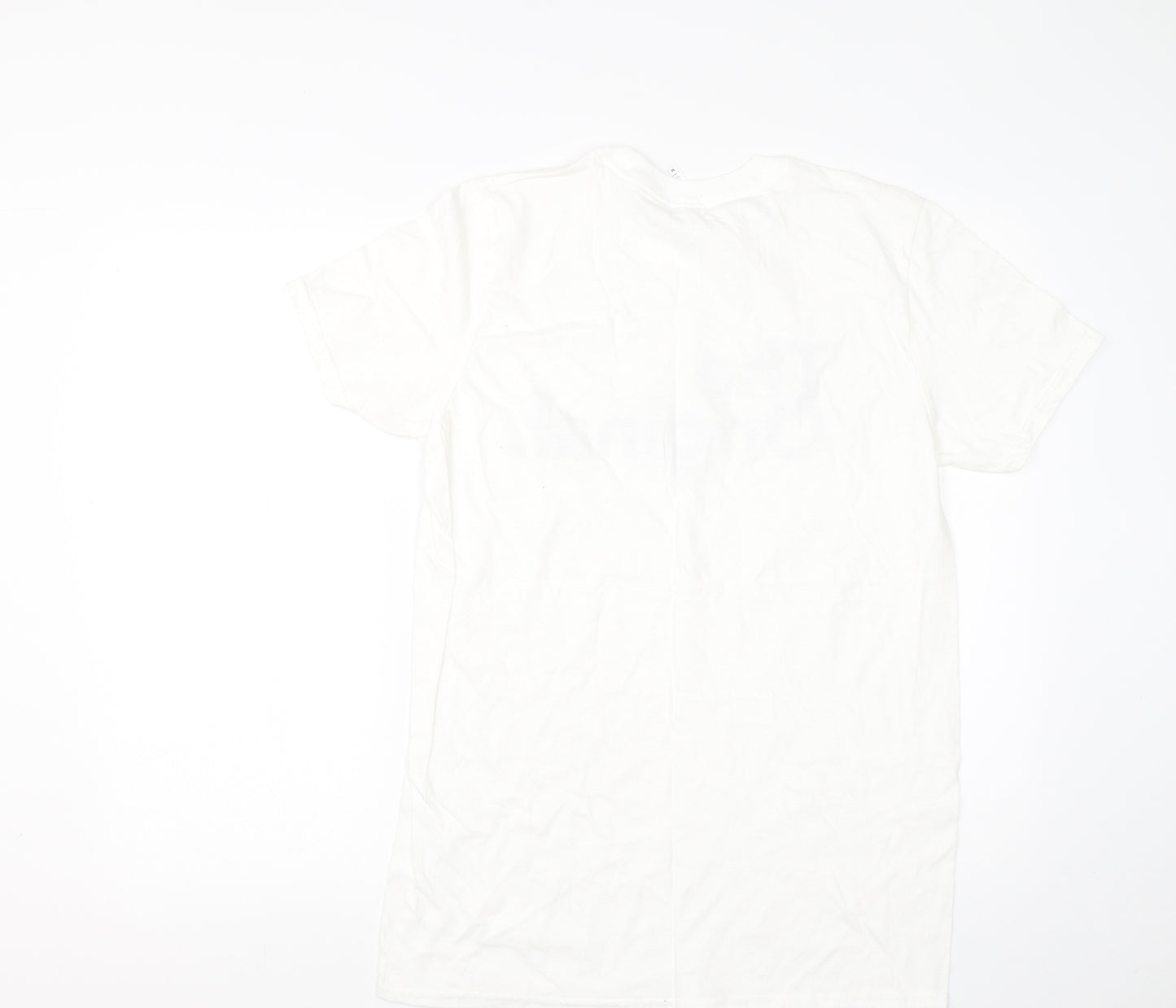 Preworn Mens White  Cotton  T-Shirt Size M Round Neck