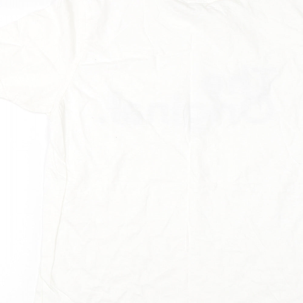 Preworn Mens White  Cotton  T-Shirt Size M Round Neck