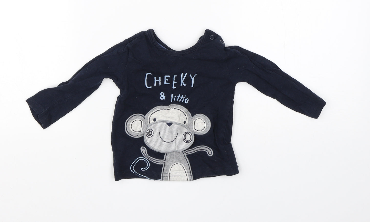 George Boys Blue  Cotton Pullover Jumper Size 3-6 Months