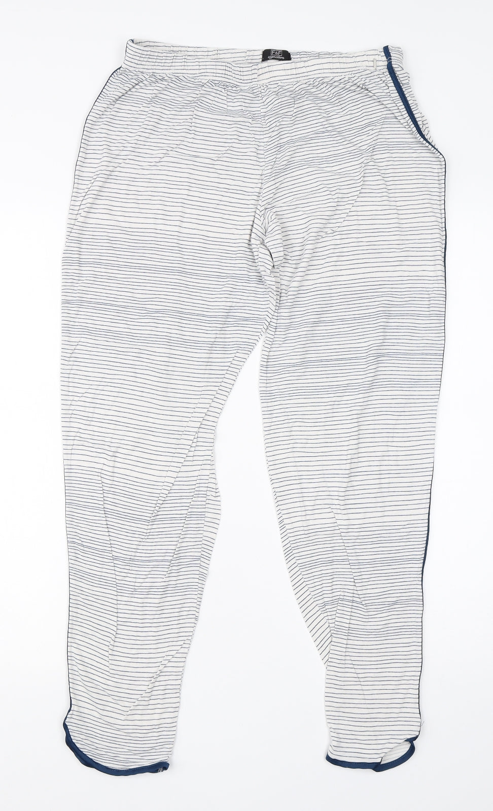 F&F Womens White Striped Viscose  Pyjama Pants Size 10