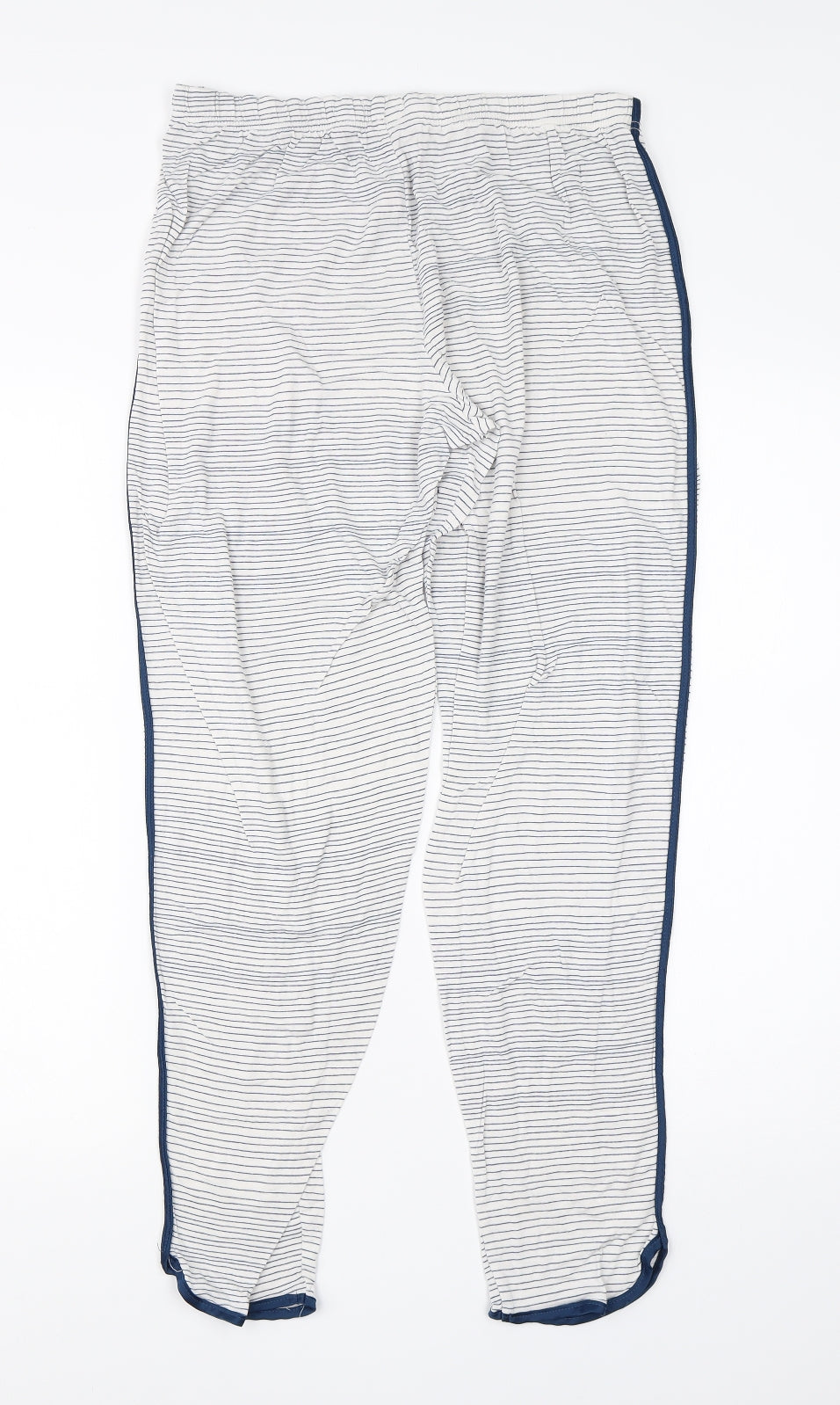 F&F Womens White Striped Viscose  Pyjama Pants Size 10