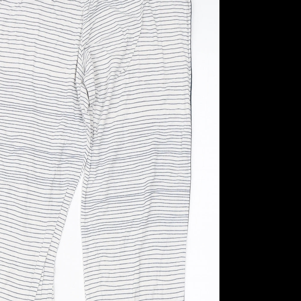 F&F Womens White Striped Viscose  Pyjama Pants Size 10