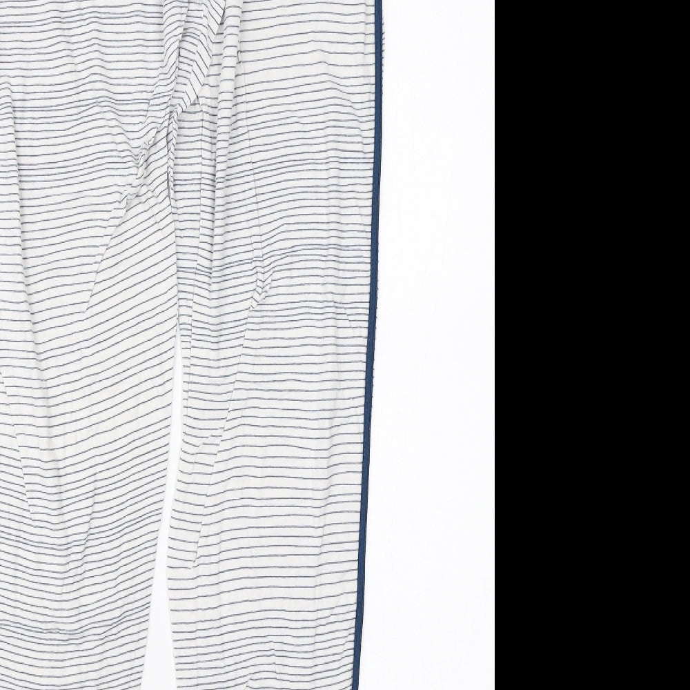 F&F Womens White Striped Viscose  Pyjama Pants Size 10
