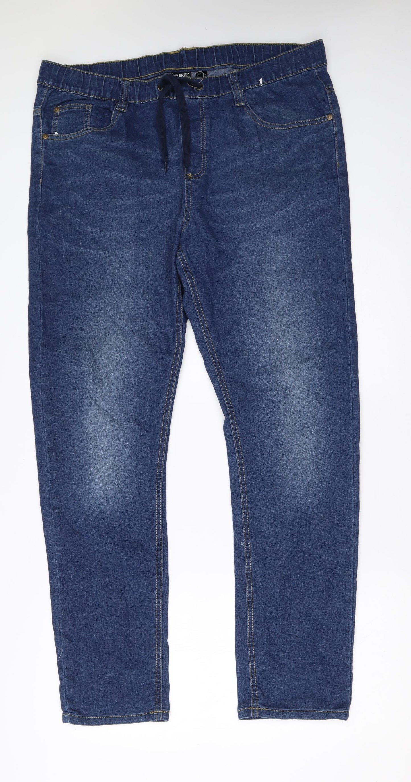 Livergy Mens Blue  Cotton Straight Jeans Size 36 L30 in Regular