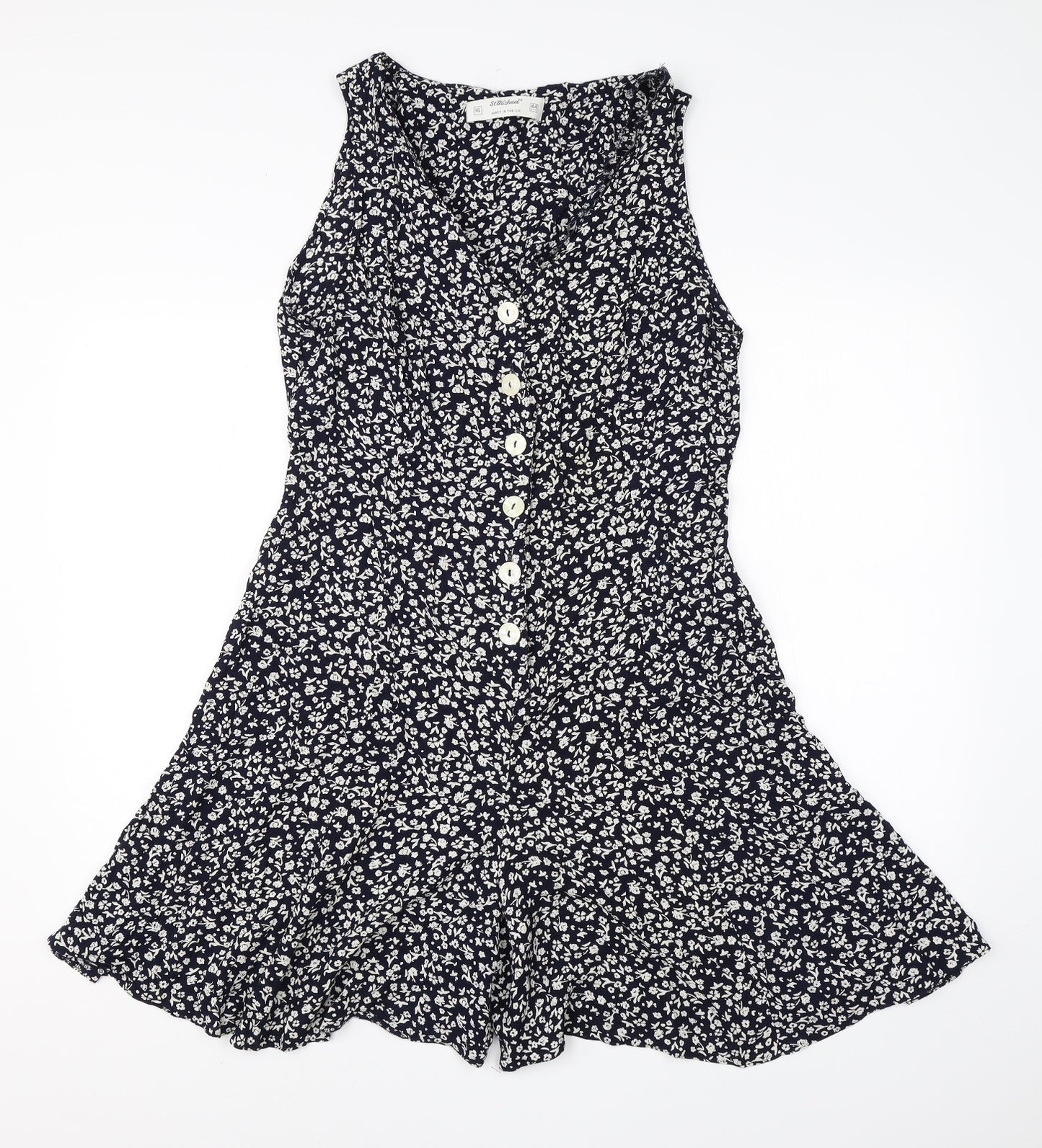 St Michaels Womens Black Floral Viscose Playsuit One-Piece Size 16