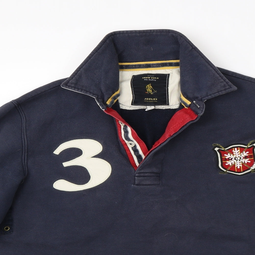 Joules Mens Blue Collared  Cotton Pullover Jumper Size S