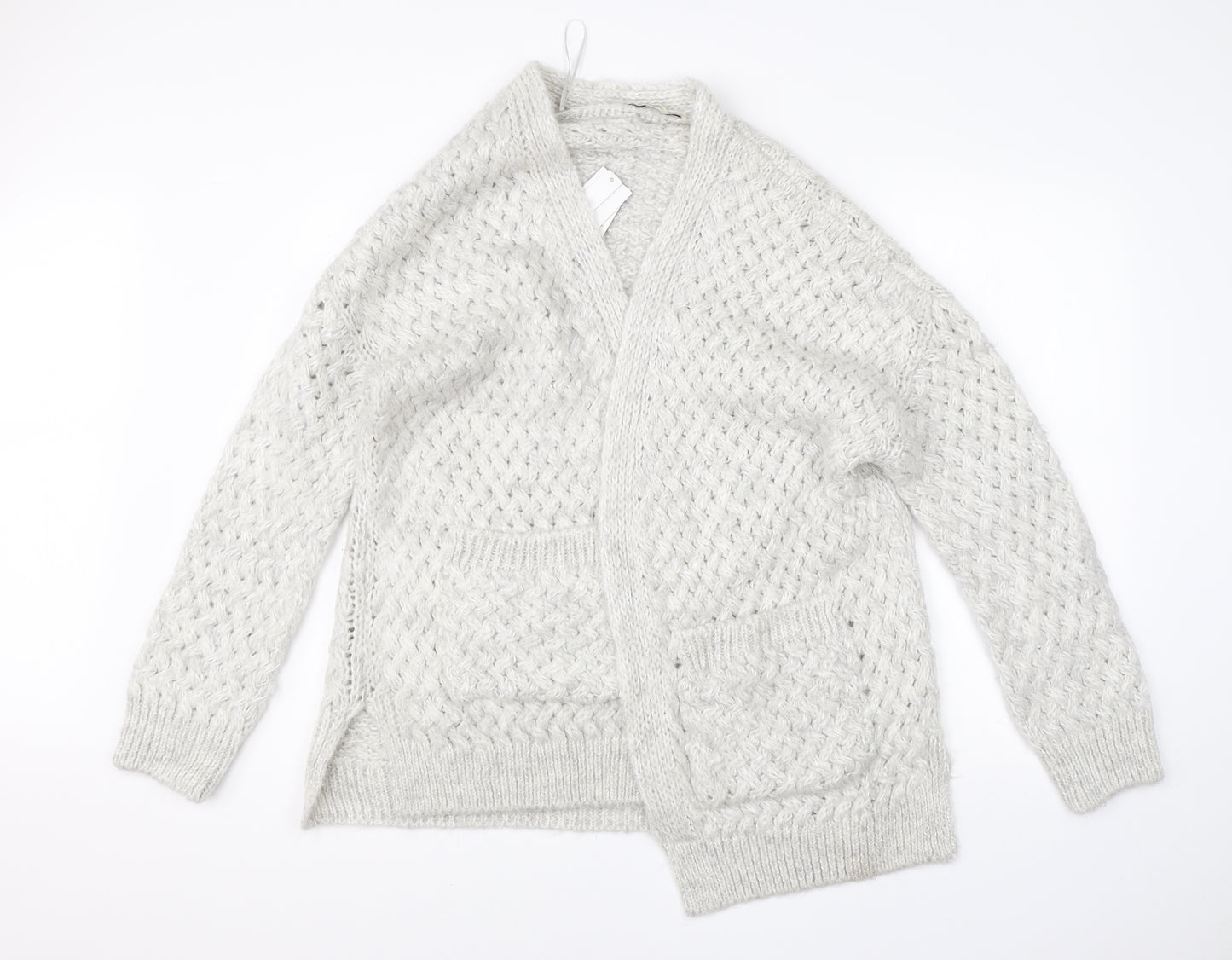 George Womens Grey Round Neck  Acrylic Cardigan Jumper Size L