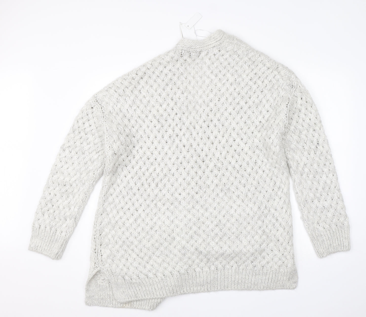 George Womens Grey Round Neck  Acrylic Cardigan Jumper Size L