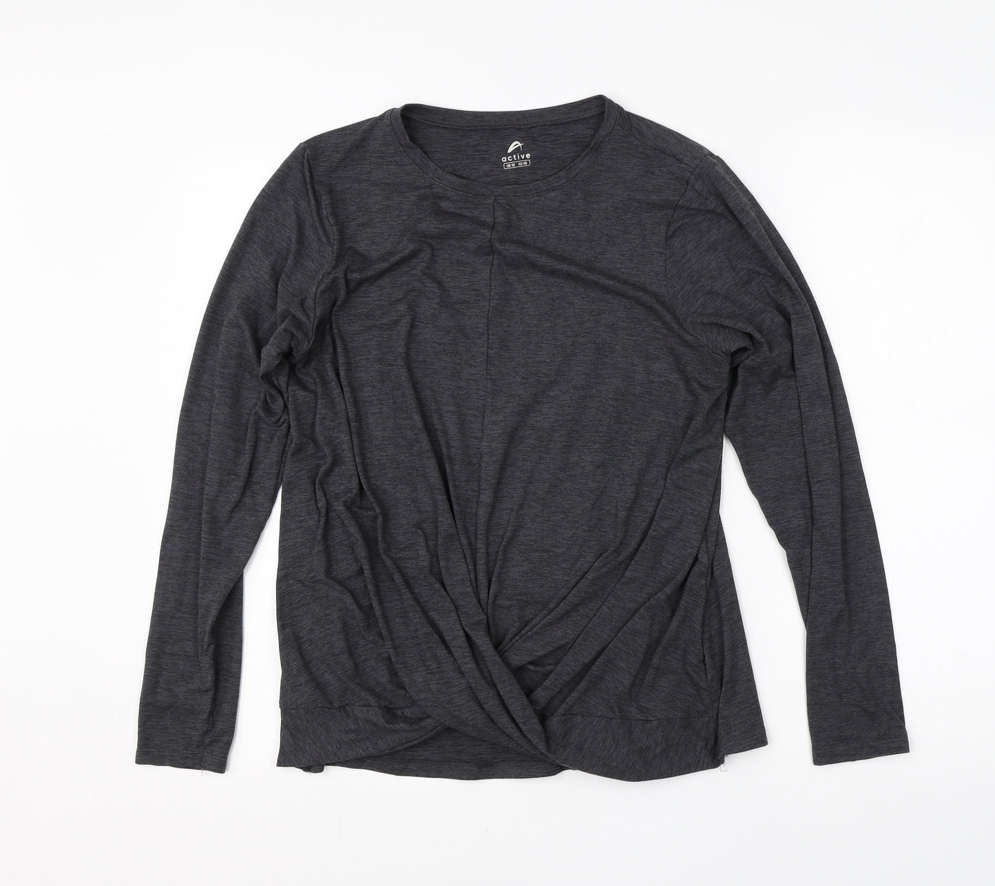 Active Womens Grey  Polyester Basic T-Shirt Size 10 Round Neck