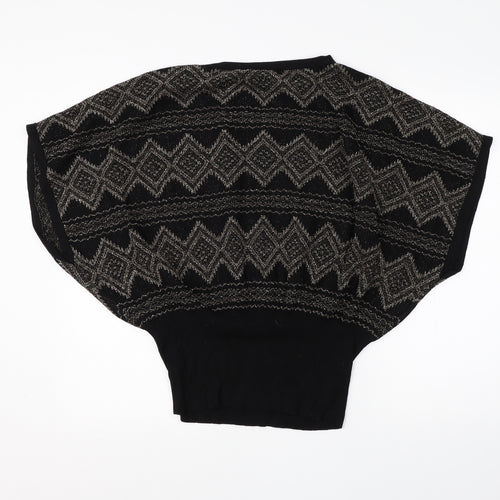 Oasis Womens Black Round Neck Argyle/Diamond Viscose Vest Jumper Size M