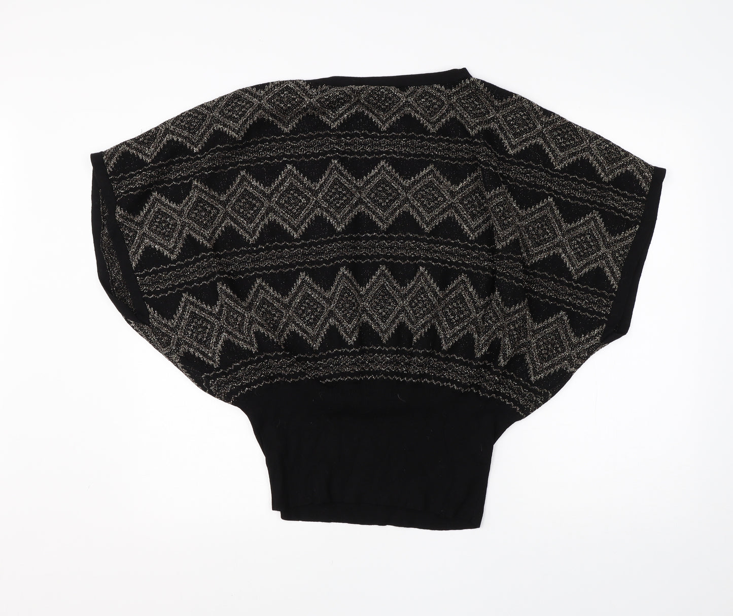 Oasis Womens Black Round Neck Argyle/Diamond Viscose Vest Jumper Size M