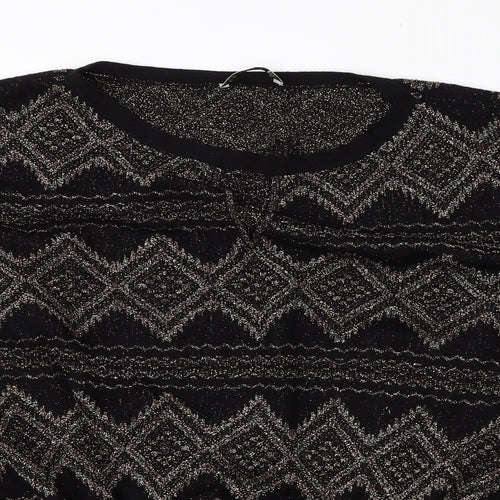 Oasis Womens Black Round Neck Argyle/Diamond Viscose Vest Jumper Size M