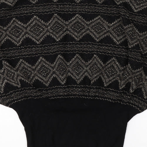 Oasis Womens Black Round Neck Argyle/Diamond Viscose Vest Jumper Size M