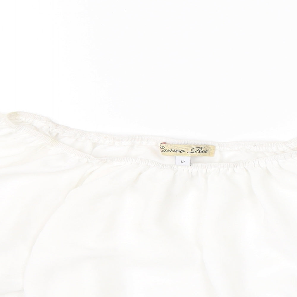 Cameo Rose Womens White  Polyester Basic Blouse Size 12 Square Neck