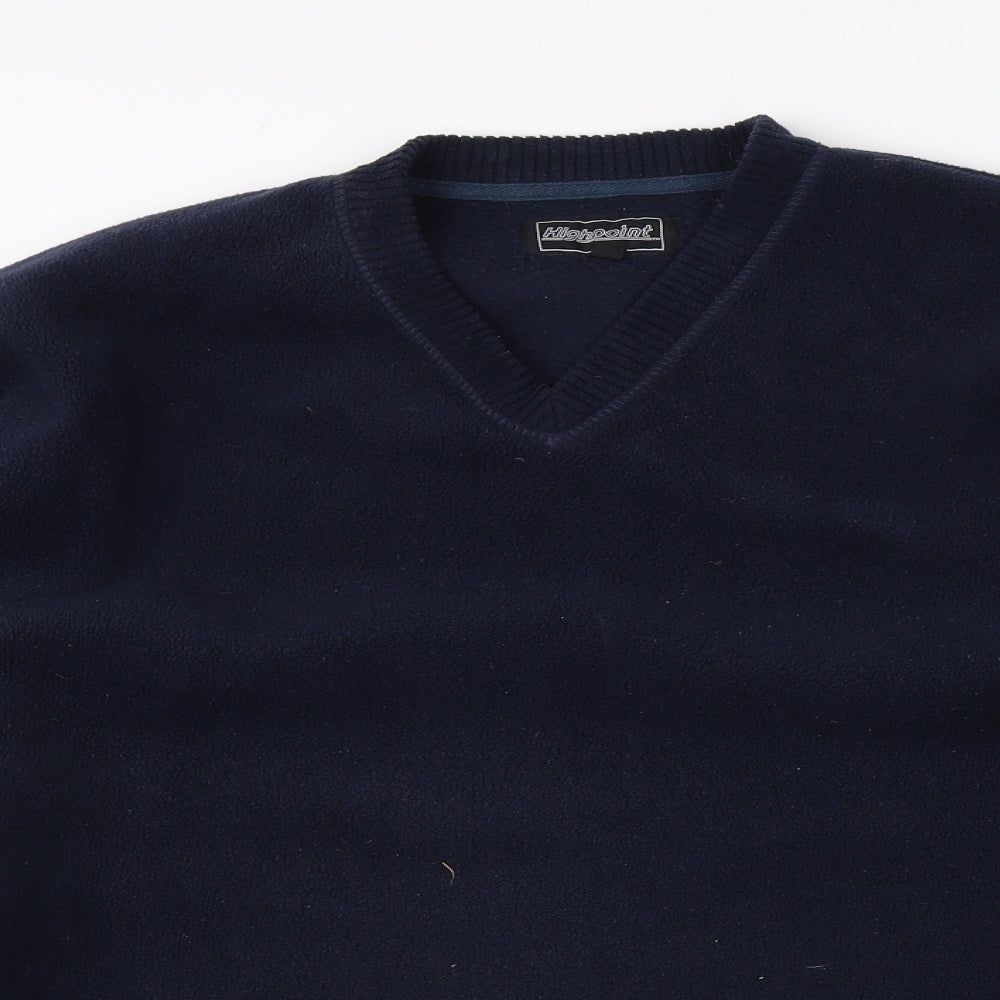 Highpoint Mens Blue V-Neck  Polyester Pullover Jumper Size L