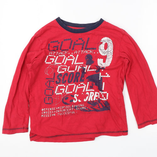 Preworn Boys Red  Cotton Basic T-Shirt Size 8-9 Years Round Neck
