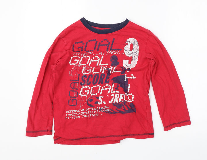 Preworn Boys Red  Cotton Basic T-Shirt Size 8-9 Years Round Neck