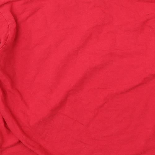Preworn Boys Red  Cotton Basic T-Shirt Size 8-9 Years Round Neck