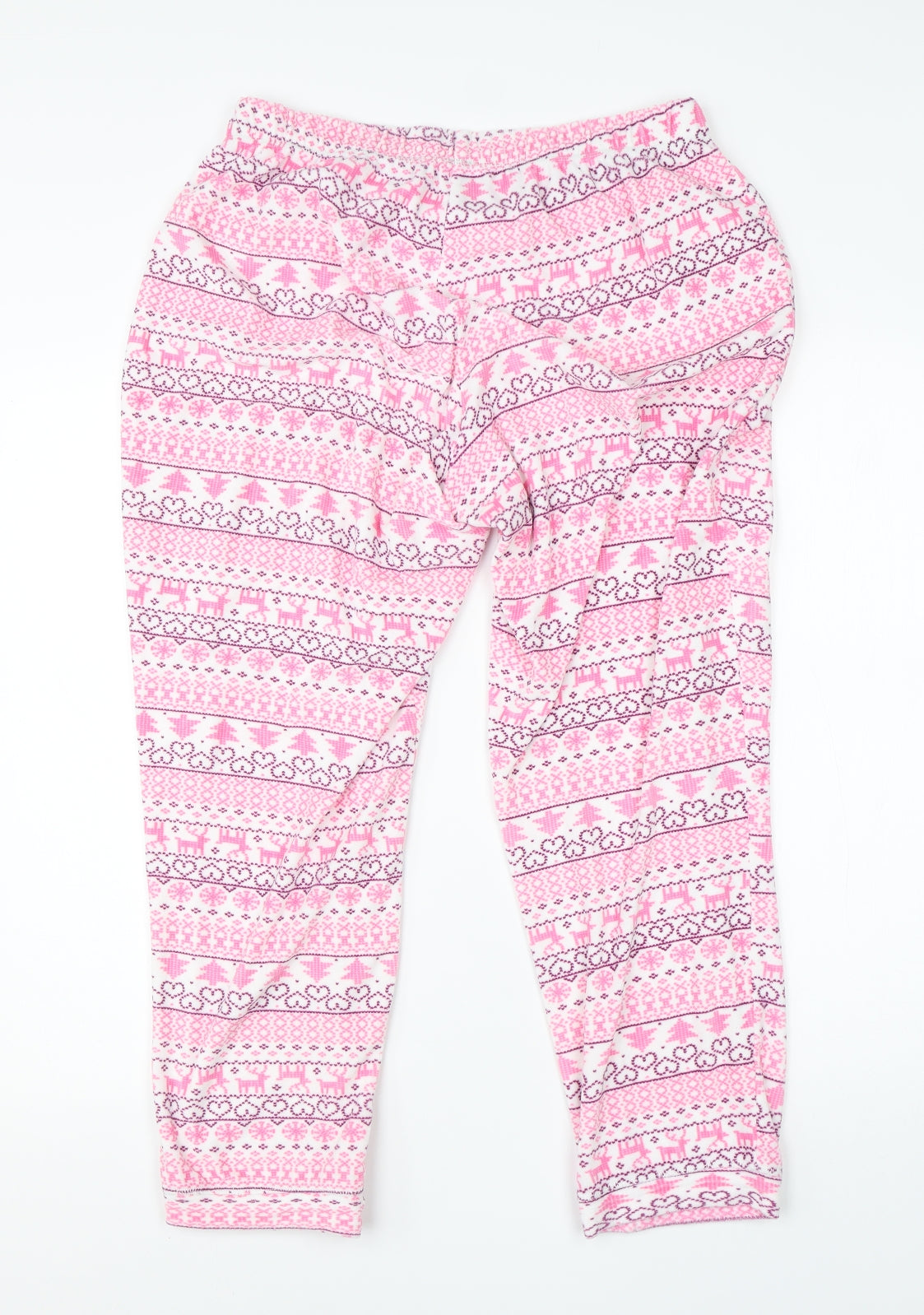 TU Womens Pink Fair Isle Polyester  Pyjama Pants Size 12   - christmas