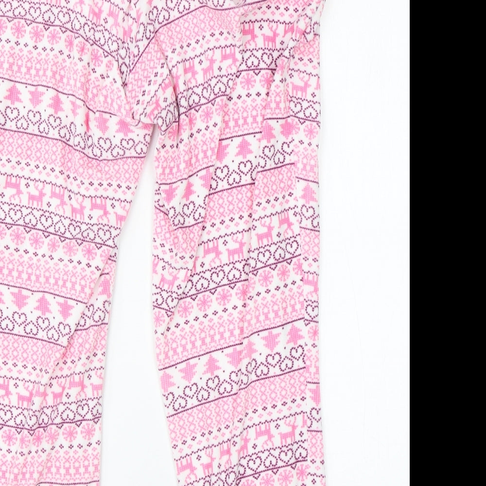 TU Womens Pink Fair Isle Polyester  Pyjama Pants Size 12   - christmas