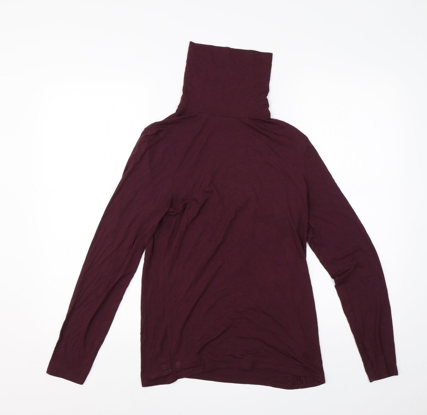 New Look Womens Purple  Viscose Basic T-Shirt Size 14 Roll Neck