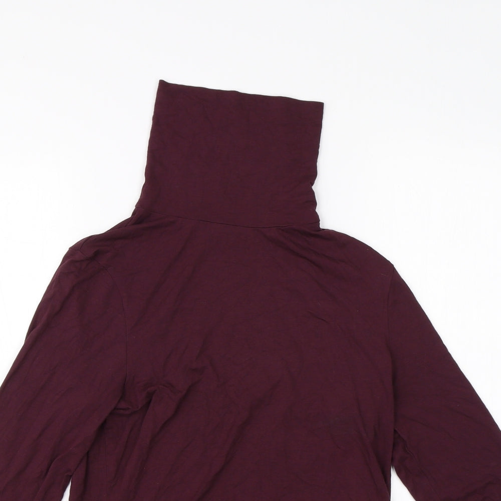 New Look Womens Purple  Viscose Basic T-Shirt Size 14 Roll Neck