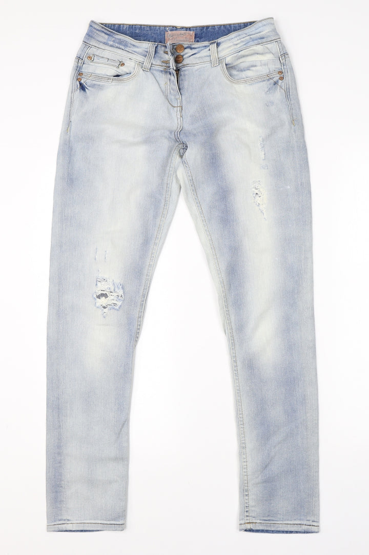 The Premium Womens Blue Cotton Straight Jeans Size 8 L28 in Regular