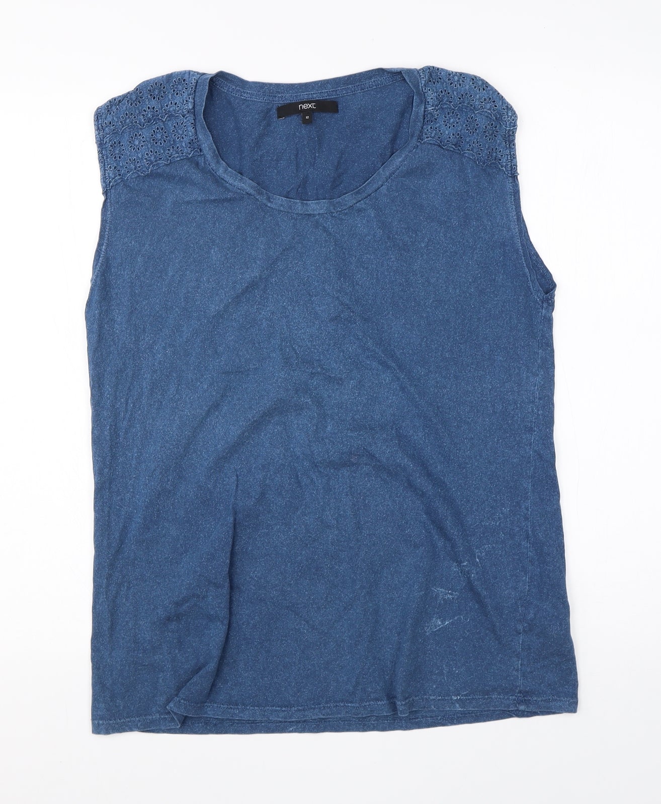NEXT Womens Blue  Cotton Basic T-Shirt Size 12 Round Neck