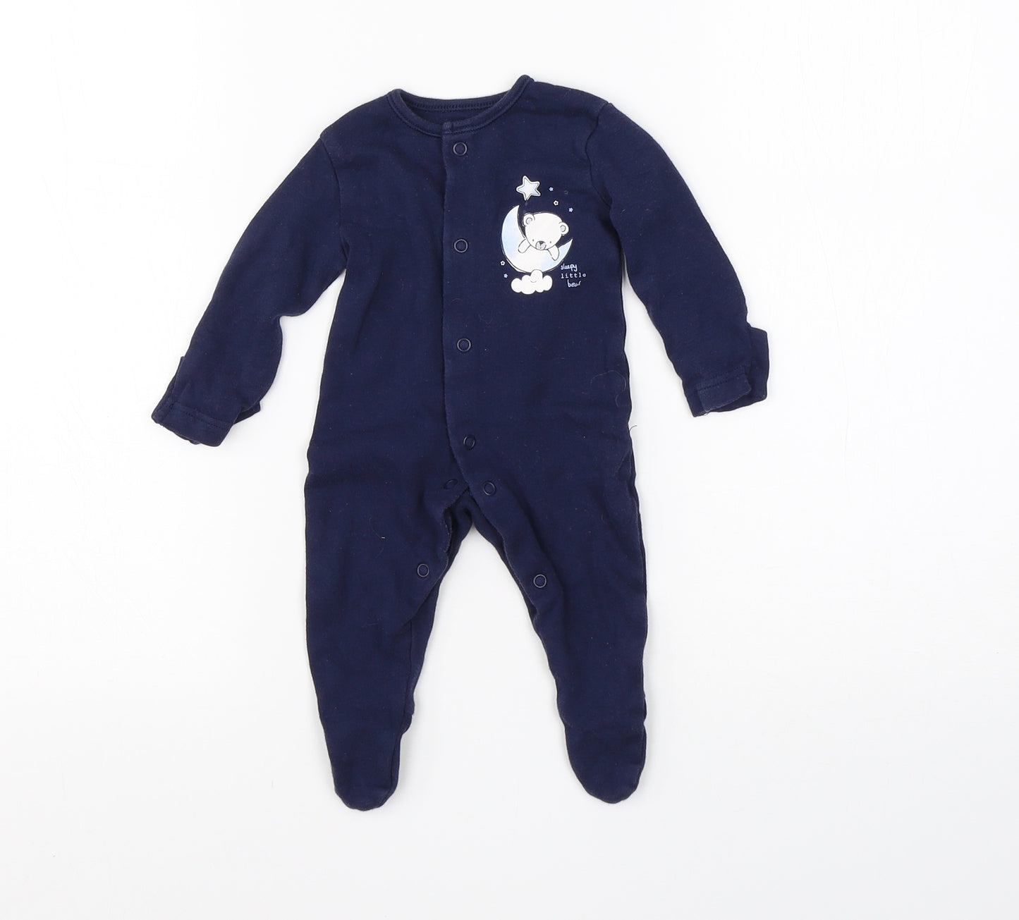 George Boys Blue  Cotton Babygrow One-Piece Size Newborn