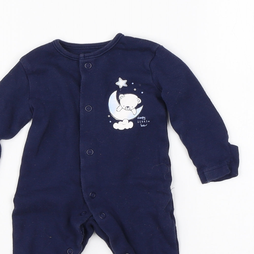 George Boys Blue  Cotton Babygrow One-Piece Size Newborn