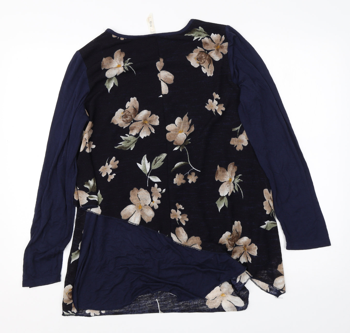 Stella Womens Blue Round Neck Floral Viscose Pullover Jumper Size 10