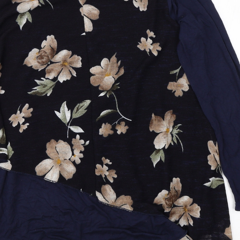 Stella Womens Blue Round Neck Floral Viscose Pullover Jumper Size 10