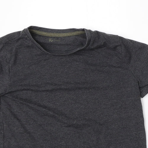 TU Girls Grey  Cotton Basic T-Shirt Size 7 Years Round Neck