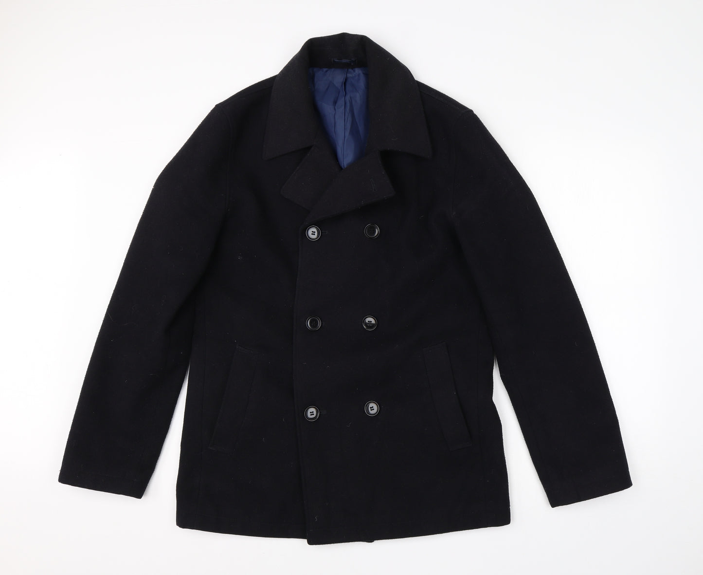 M&S Mens Black   Overcoat Coat Size S