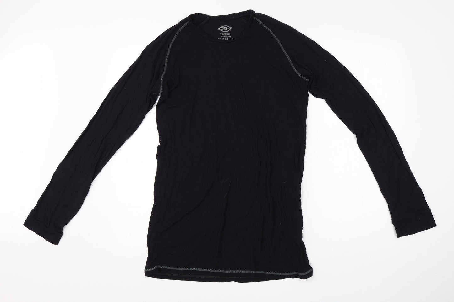 Dickies Mens Black  Bamboo Basic T-Shirt Size XL Round Neck  - thermals