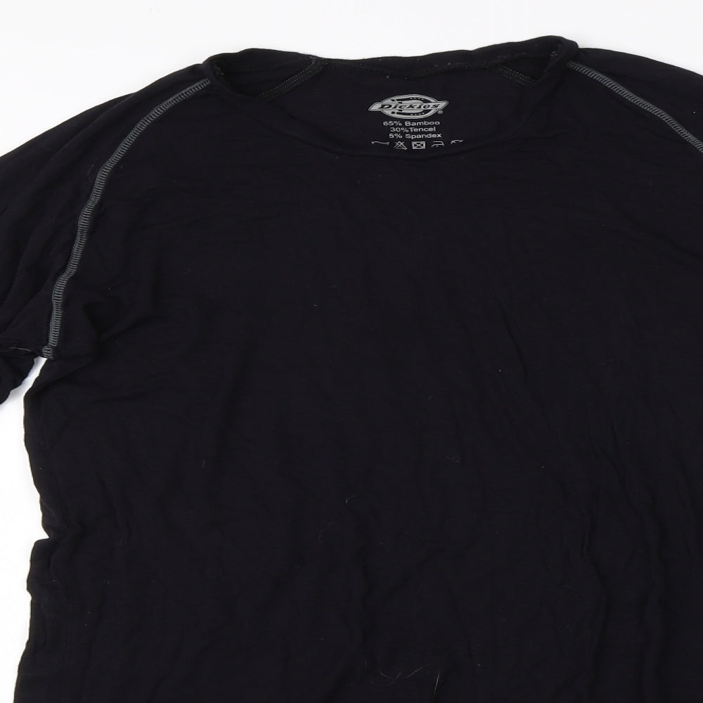 Dickies Mens Black  Bamboo Basic T-Shirt Size XL Round Neck  - thermals