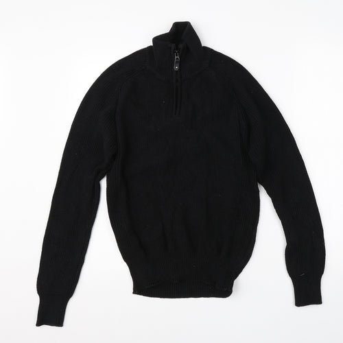 NEXT Mens Black High Neck  Cotton Full Zip Jumper Size S