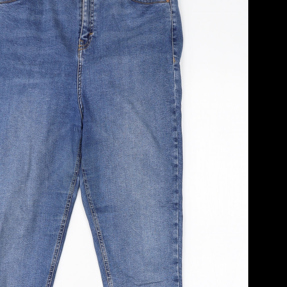 Topshop Womens Blue  Cotton Straight Jeans Size 34 in L24 in Regular