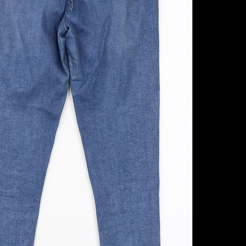 Topshop Womens Blue  Cotton Straight Jeans Size 34 in L24 in Regular