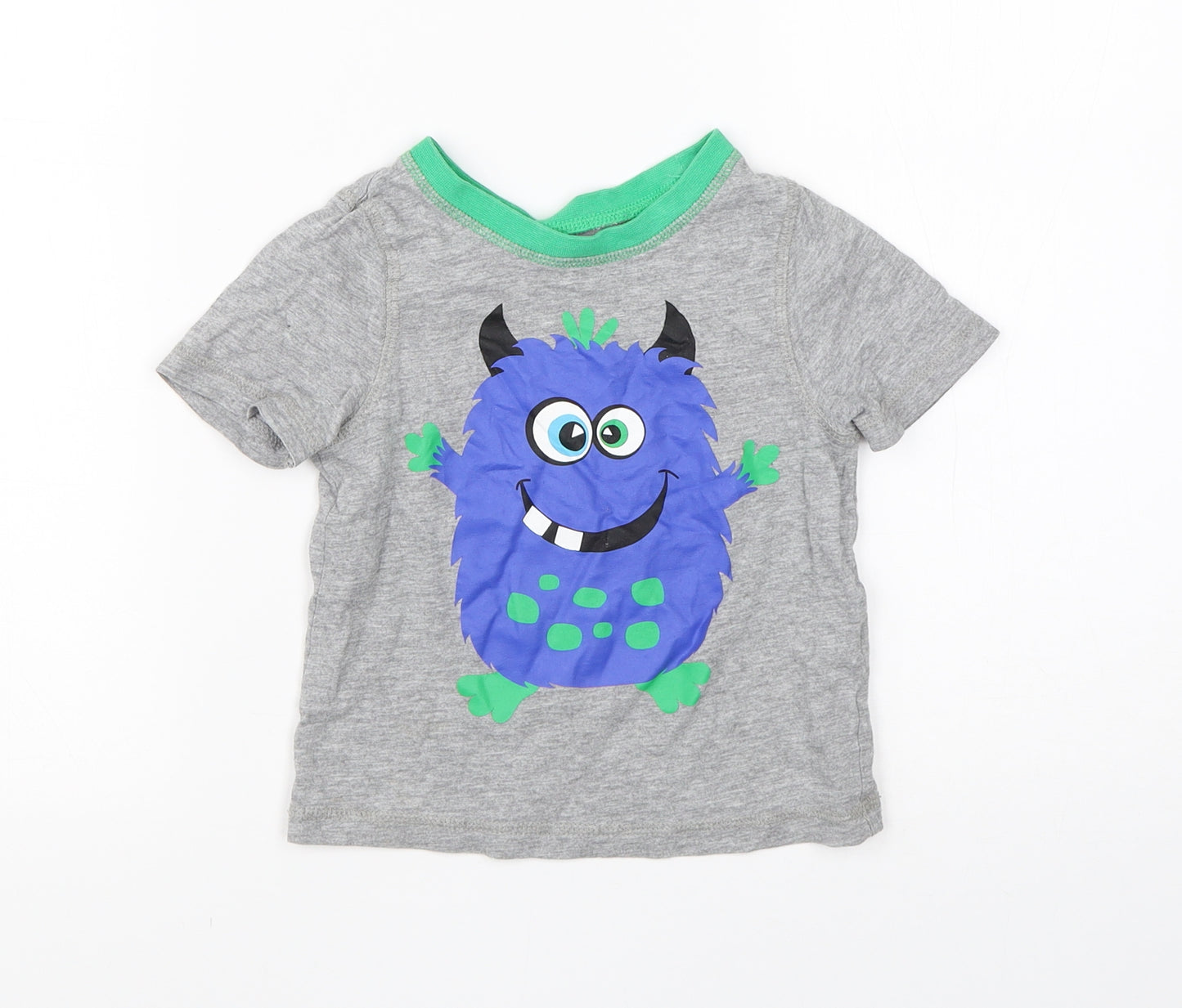 George Boys Grey  Cotton Basic T-Shirt Size 2-3 Years Round Neck