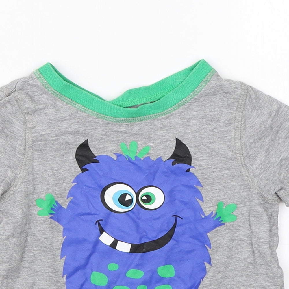 George Boys Grey  Cotton Basic T-Shirt Size 2-3 Years Round Neck