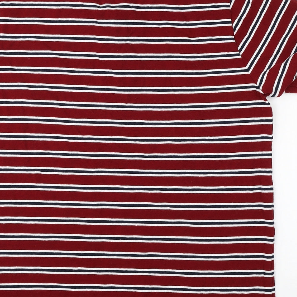 US Polo Assn Mens Red Striped Cotton  Polo Size XL Collared