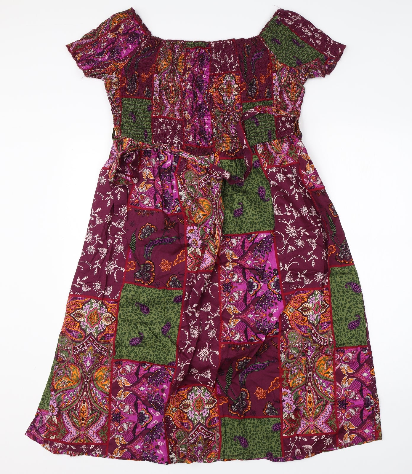 TU Womens Purple Floral Cotton Shift  Size 16  Round Neck