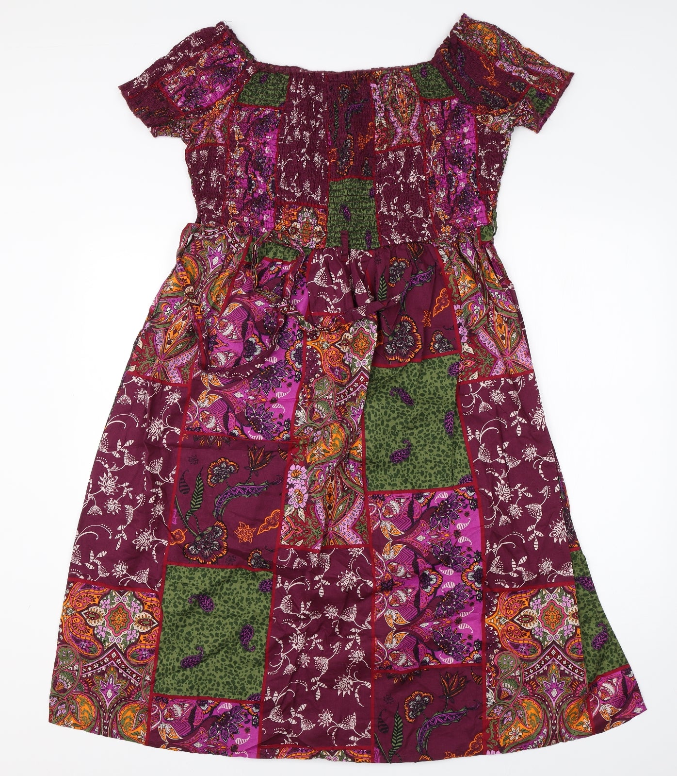 TU Womens Purple Floral Cotton Shift  Size 16  Round Neck