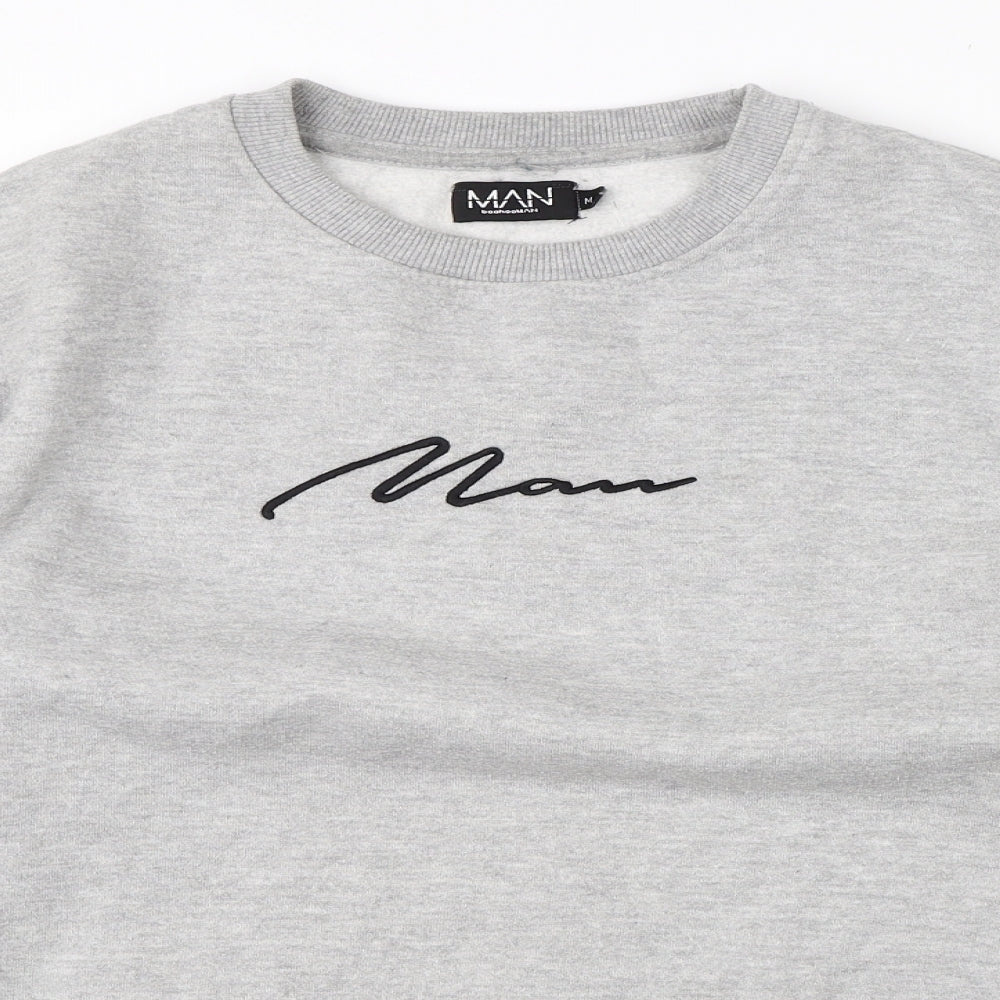 Boohoo Mens Grey  Cotton Pullover Sweatshirt Size M
