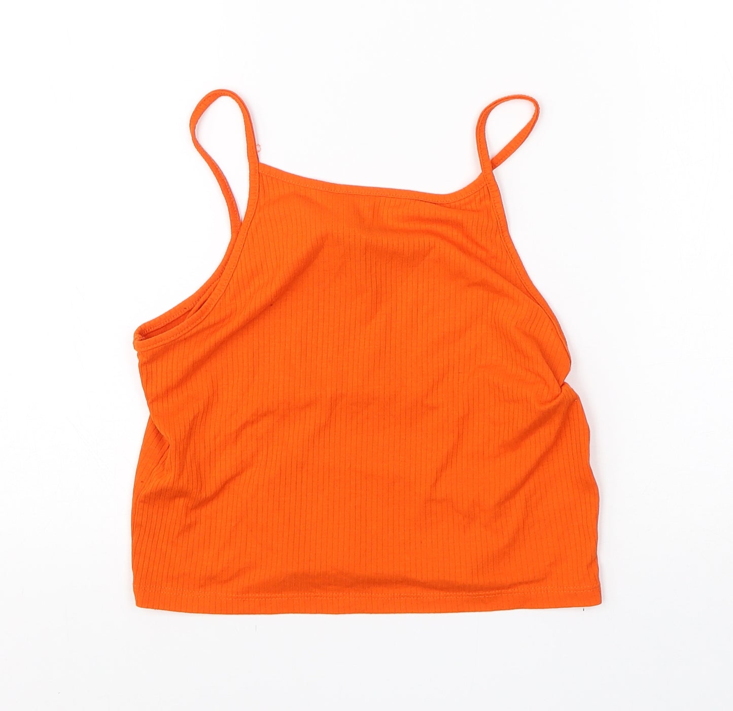 Primark Womens Orange  Viscose Cropped Tank Size 10 Round Neck
