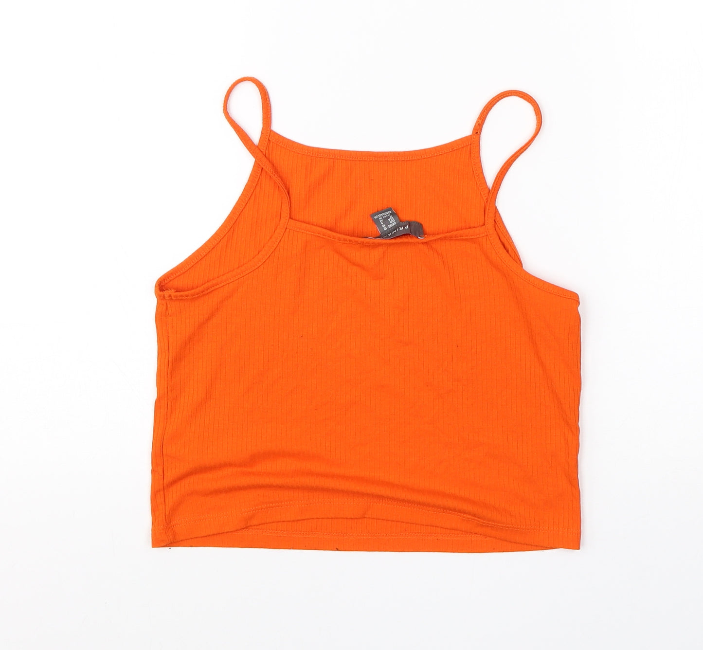 Primark Womens Orange  Viscose Cropped Tank Size 10 Round Neck